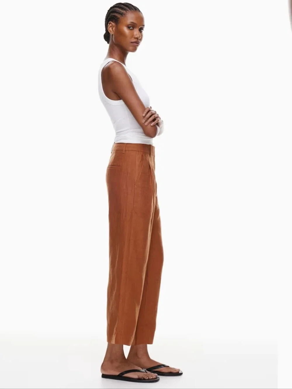 NWOT Wilfred Aritzia The Effortless Pant Cropped Cruise Linen Blend Sz 6
